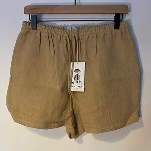Women’s 100% Linen Shorts in Warm Tan